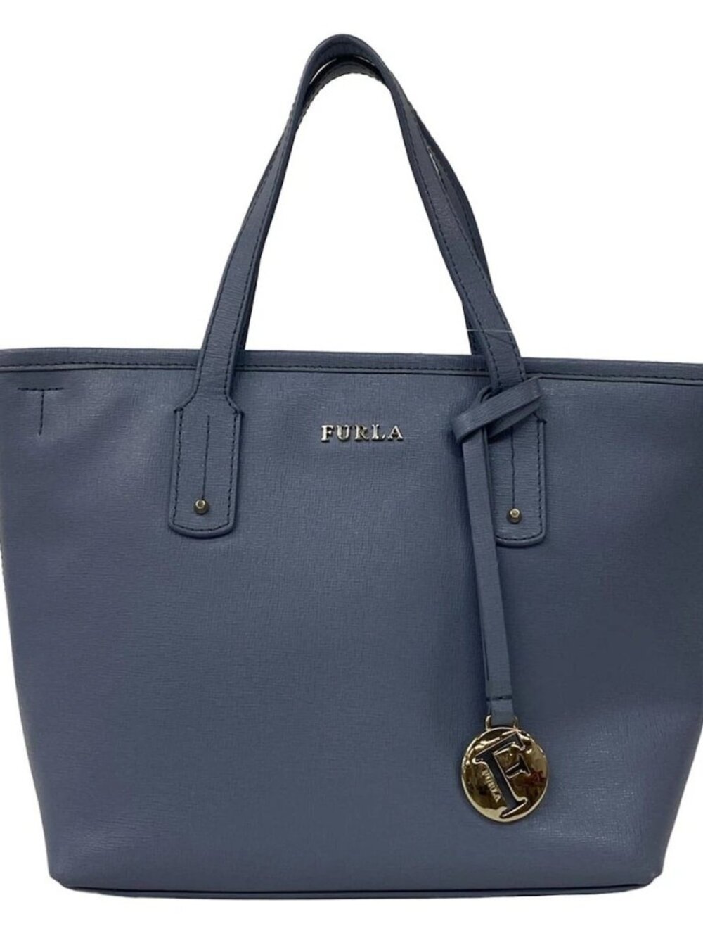 FURLA - 936377 Light Blue Silver Coated Canvas Handbag